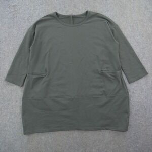 Mordenmiss Top Womens Medium Gray Oversized 1/2 Sleeve Minimalist Blouse